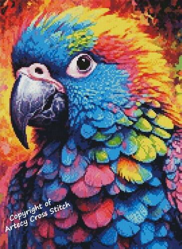 cross stitch pattern Mini Colourful Parrot