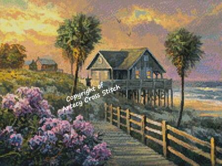 cross stitch pattern Mini Hydrangea Boardwalk