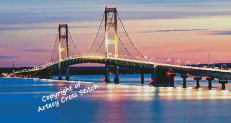 cross stitch pattern Mackinac Bridge (Large Crop)