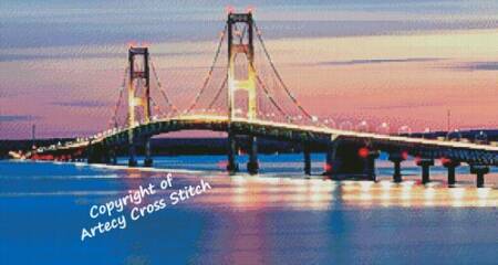 cross stitch pattern Mackinac Bridge (Crop)