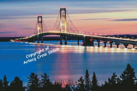 cross stitch pattern Mackinac Bridge