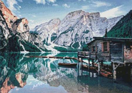 cross stitch pattern Mini Lago di Braies, Italy