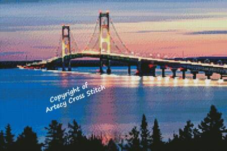 cross stitch pattern Mini Mackinac Bridge