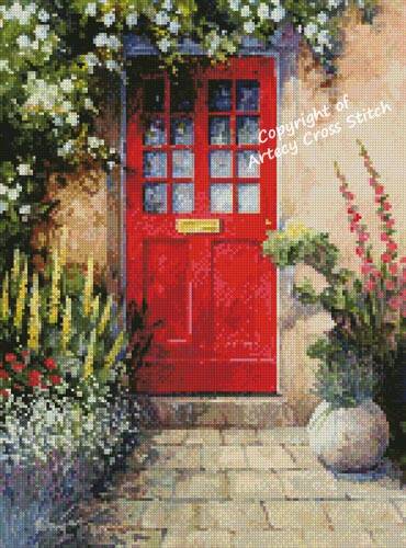 cross stitch pattern Mini Red Door