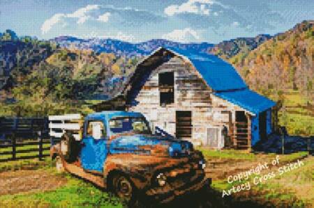 cross stitch pattern Mini Rusty Truck in Blue