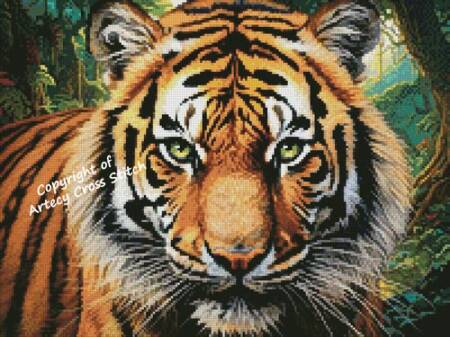 cross stitch pattern Mini Tiger Close Up Portrait