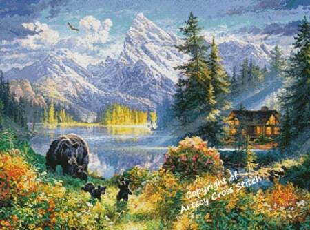 cross stitch pattern Mountain Morning