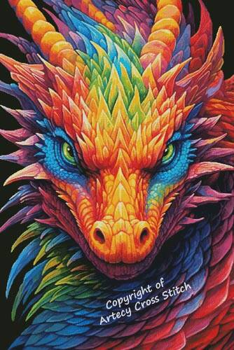 cross stitch pattern Rainbow Dragon 3 (Large)