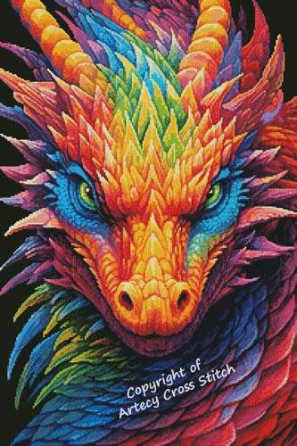 cross stitch pattern Rainbow Dragon 3