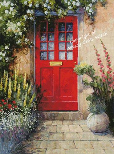 cross stitch pattern Red Door