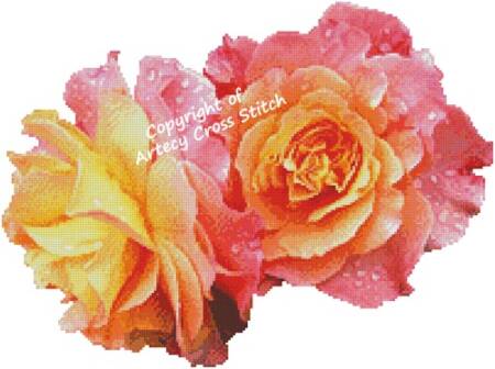 cross stitch pattern Roses in a Garden (No Background)