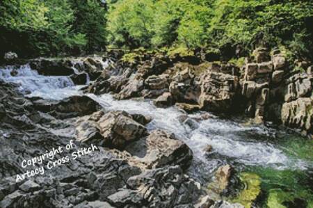 cross stitch pattern River on the Rocks