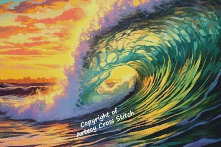 cross stitch pattern Sunset Wave