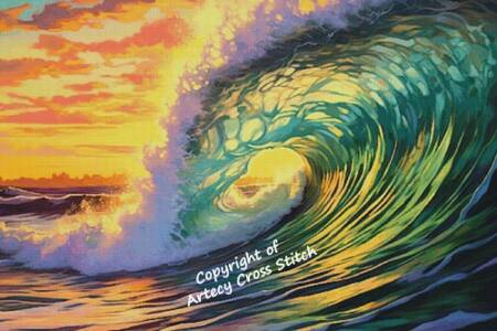 cross stitch pattern Sunset Wave (Large)