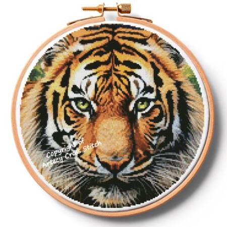 cross stitch pattern Tiger Close Up Portrait Hoop (Extra Lrg)