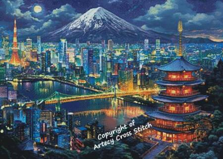 cross stitch pattern Tokyo Night