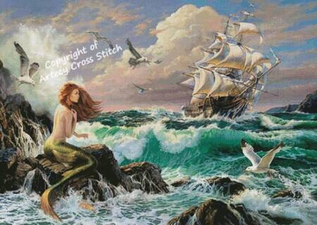 cross stitch pattern The Mermaid and the Ship (Large)