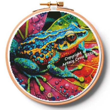 cross stitch pattern Tropical Frog Hoop (Large)