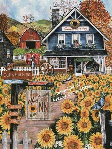 cross stitch pattern The Sunflower Inn (Large)