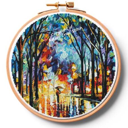 cross stitch pattern Winter Alley Hoop (Extra Large)