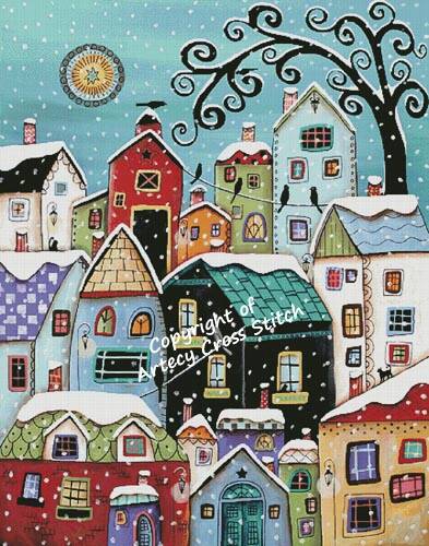 cross stitch pattern Winter City (Large)