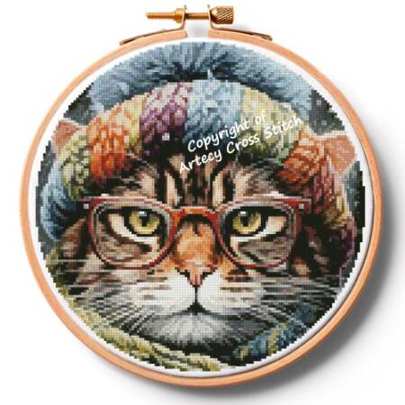 cross stitch pattern Winter Kitty Hoop (Large)