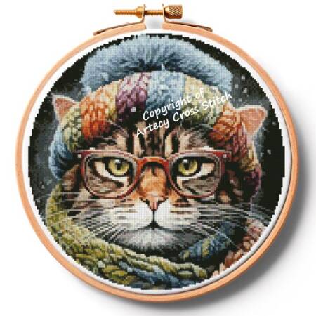 cross stitch pattern Winter Kitty Hoop (Extra Large)