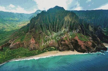 cross stitch pattern Kalepa Ridge, Kauai Hawaii