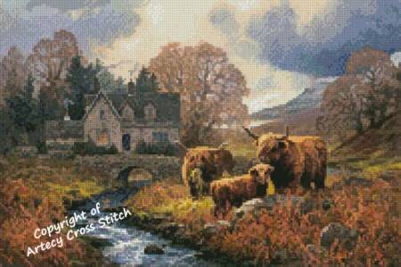 cross stitch pattern Mini Highlands Home