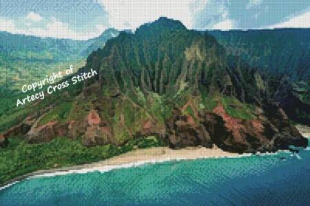 cross stitch pattern Mini Kalepa Ridge, Kauai Hawaii