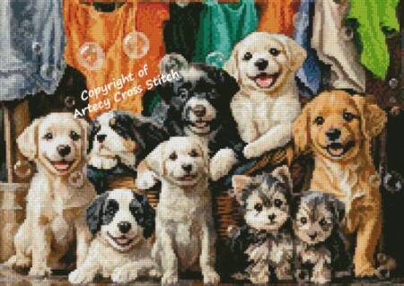 cross stitch pattern Mini Laundry Puppies