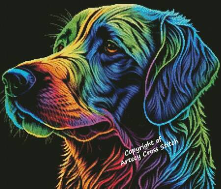 cross stitch pattern Neon Dog