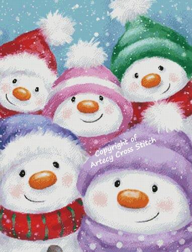 cross stitch pattern Snowmen