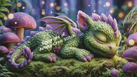 cross stitch pattern Sleeping Purple Dragon (Large)