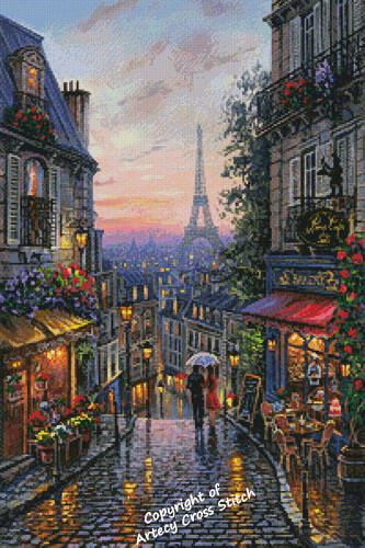 cross stitch pattern After the Rain in Paris