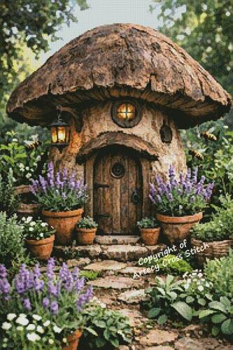 cross stitch pattern Little Mushroom House