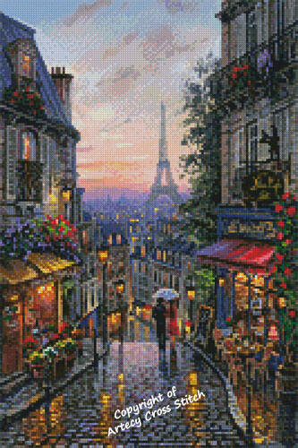 cross stitch pattern Mini After the Rain in Paris