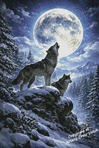 cross stitch pattern Mini Wolf Moon