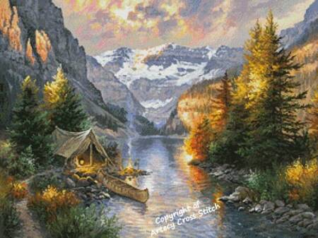 cross stitch pattern Rocky Mountain Campsite
