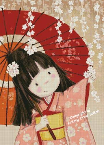 cross stitch pattern Umbrella Girl