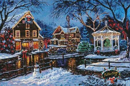 cross stitch pattern Christmas at Peddlers Village