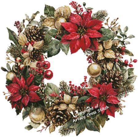 cross stitch pattern Christmas Wreath 3