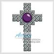 cross stitch pattern Celtic Cross February  Amethyst 
