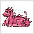 cross stitch pattern Mini Cute Dragon (Pink)