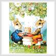 cross stitch pattern Rabbits and Birthday Cake