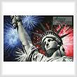 cross stitch pattern Statue of Liberty with Fireworks