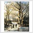 cross stitch pattern Wood Gatherers in a Winter Forest