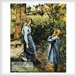 cross stitch pattern Young Woman and Child at the Well