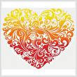cross stitch pattern Red Orange Yellow Heart