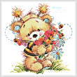 cross stitch pattern Teddy Bee with Flowers 2